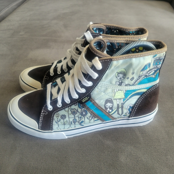 Vans Wellesley Starry Keren Skater High Tops Sz 8 Suede/Canvas Brown and White - Picture 4 of 9